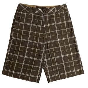 O'Neill Board Shorts Mens 32 Brown Plaid Chino Casual Beach Skate